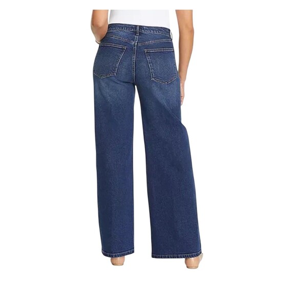 Nine West Wide Leg Jean Size 6 Dark Wash Decorative Studs High Rise Stretch - Picture 4 of 16